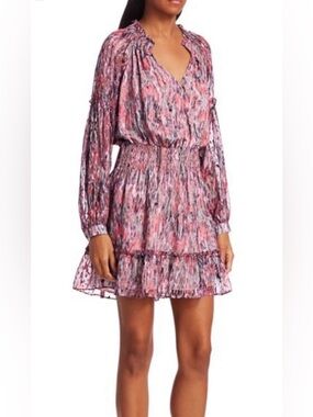 Parker Parma Burnout Long-Sleeve Tiered Dress